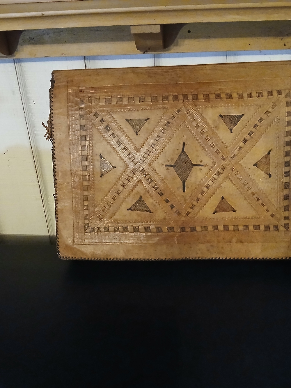 Hand-Tooled Leather Clutch in Warm Tan
